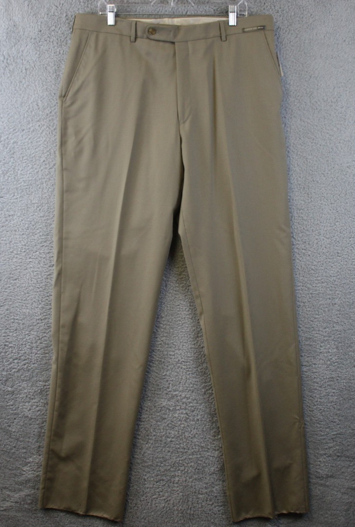 Neiman Marcus 38W Men’s Beige Wool Straight Solid Dress Suit Trousers Pants New