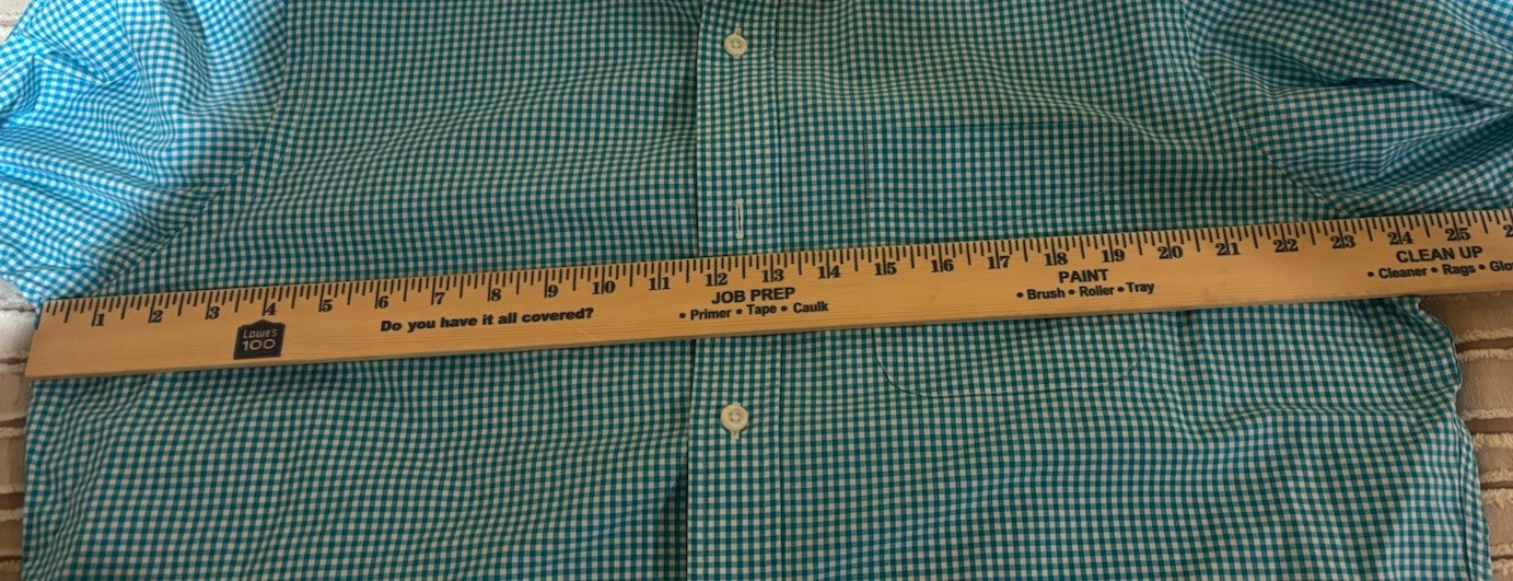 Men’s Lg Turquoise And White Check Button Down Shirt American Living