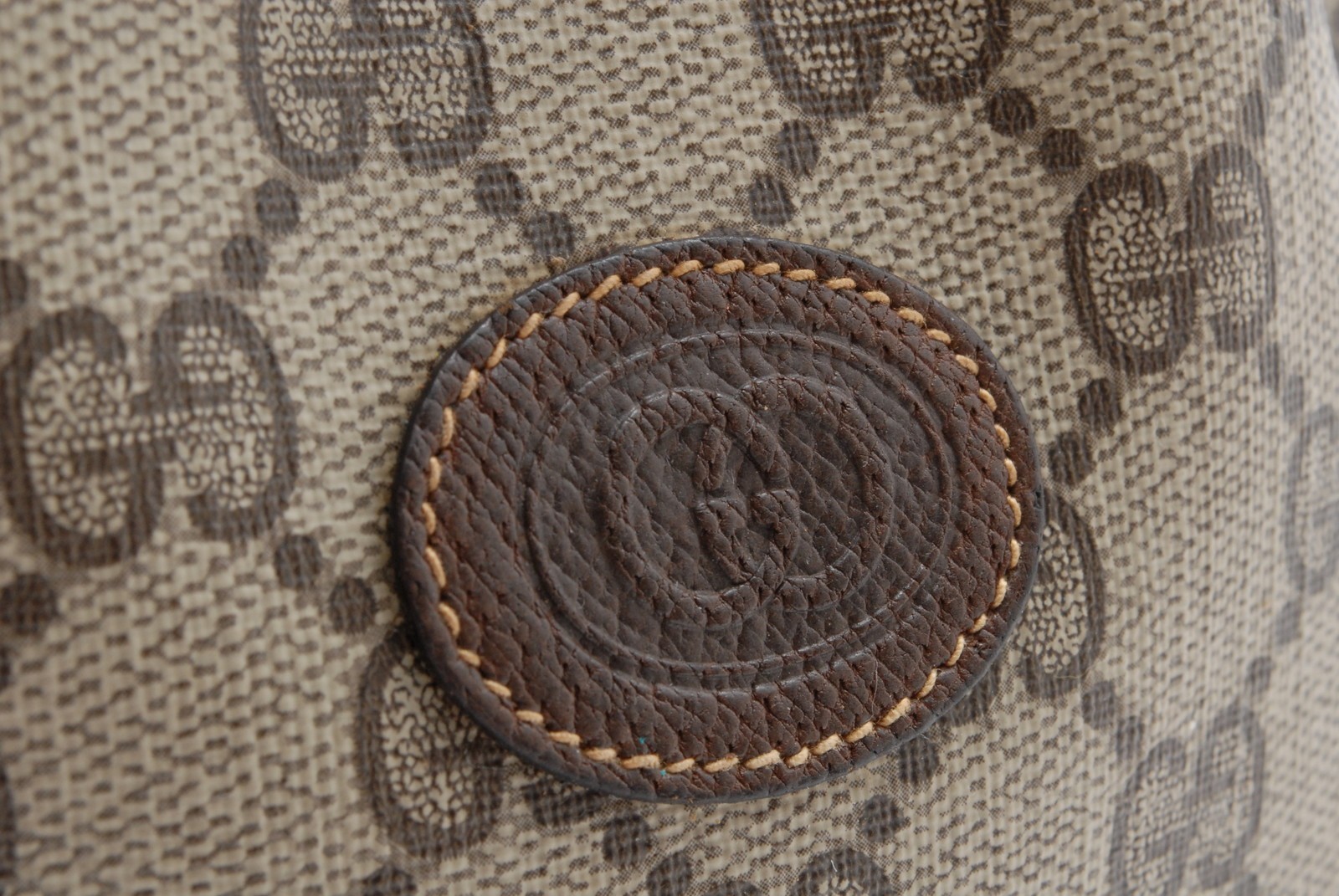 Gucci GG Supreme Drawstring Bucket Shoulder Bag PVC Leather Brown Vintage