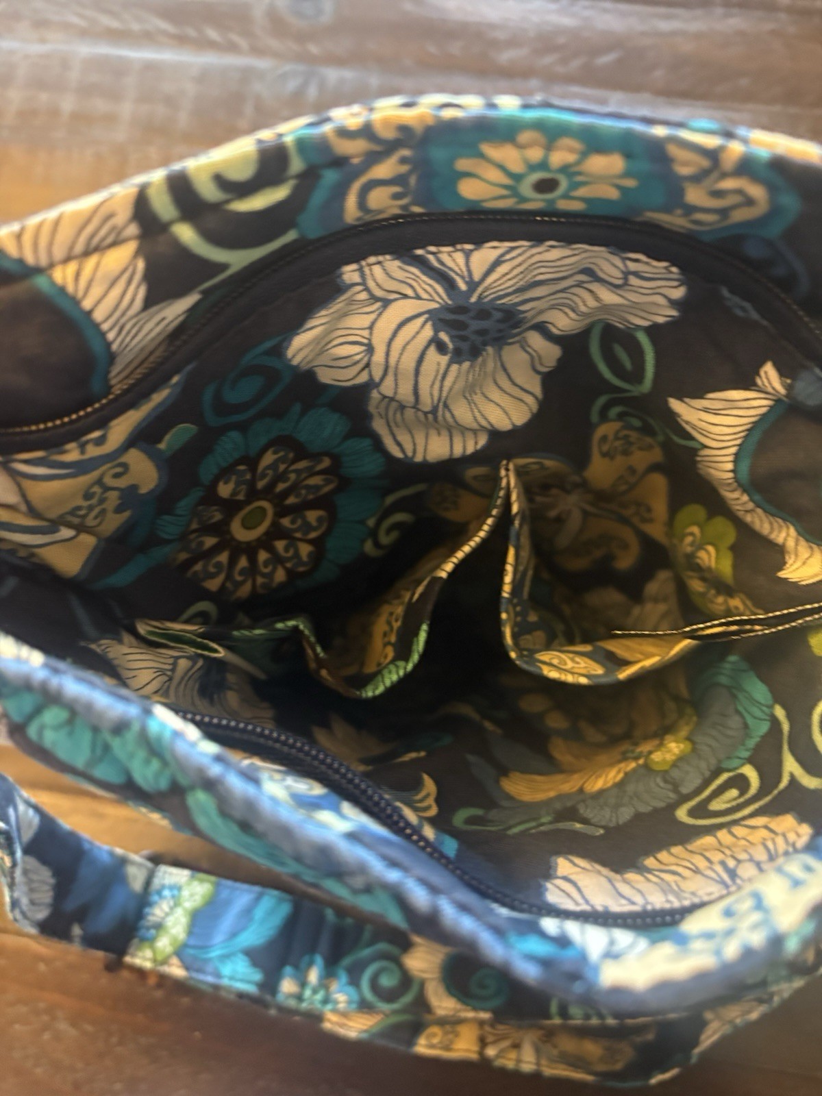 Vera Bradley Java Blue Retired Quilted Crossbody Shoulder Bag Floral Cotton