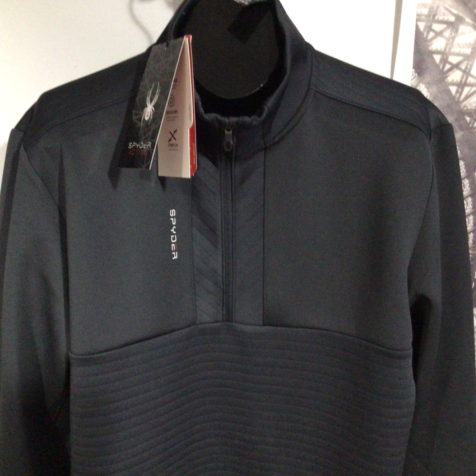 Spyder Active 1/4 Zip Breathable Quick Dry Stretch Pullover Sweat Shirt Jacket L