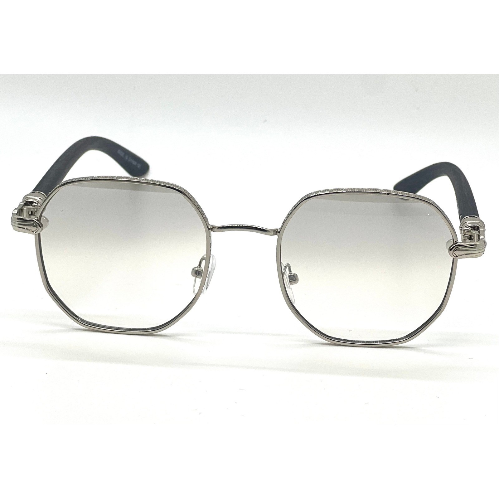 Hip Hop Sunglasses Silver Frame Clear Tinted Lens Fashion Eyewear Party Outdoor