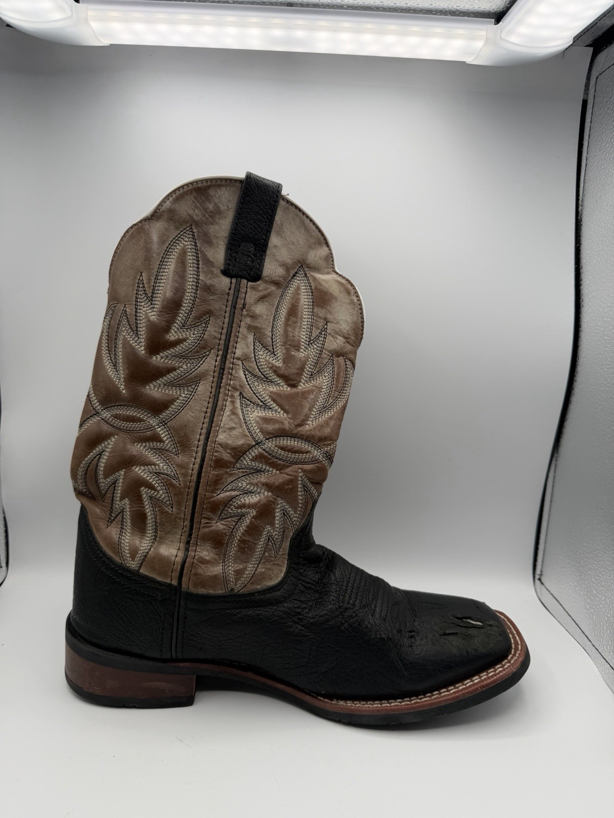 Laredo 7910 Men’s 10.5D Black Brown Leather Western Cowboy Boots Soft Toe