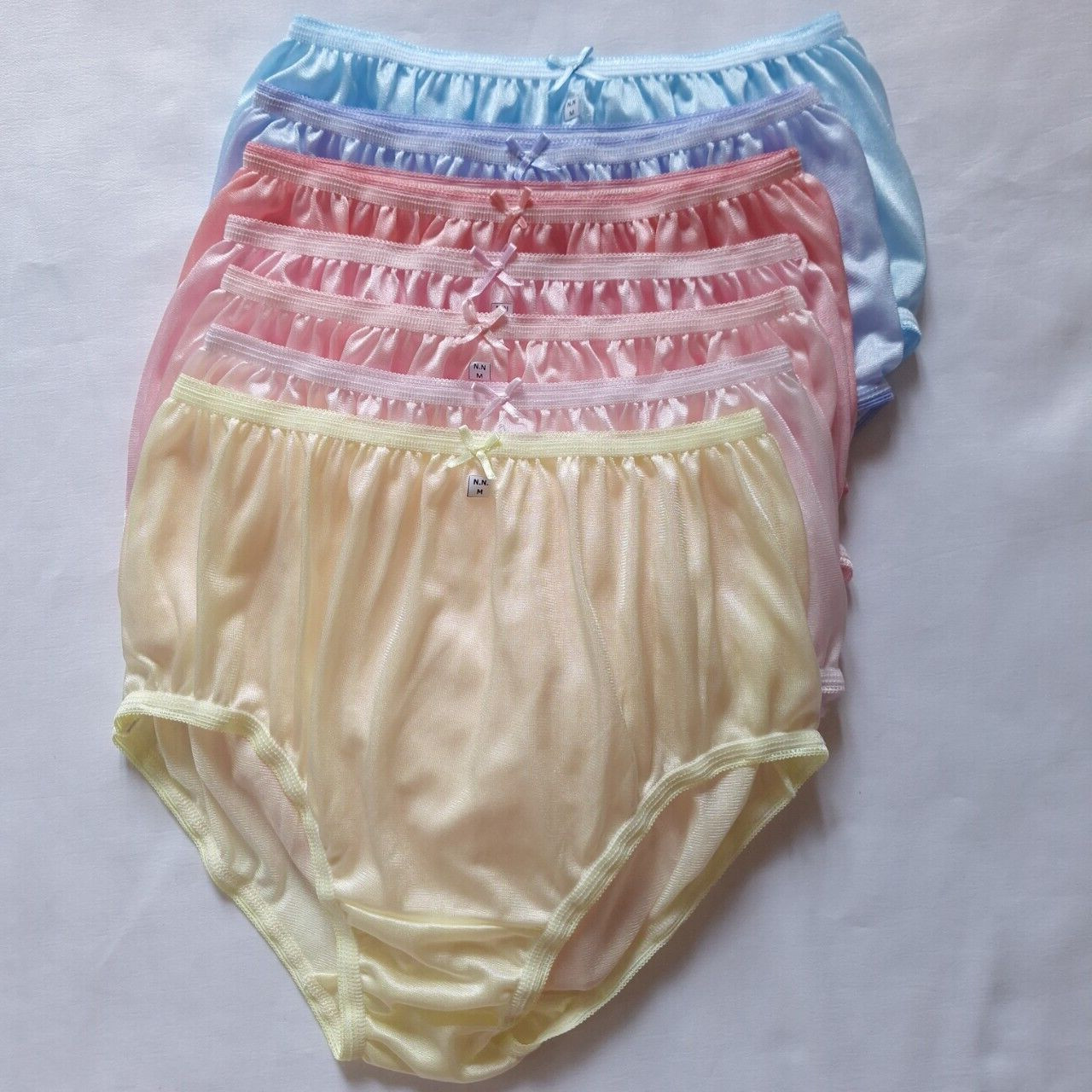 7 Underwear Nylon Silky Soft Silky Panty Light Granny Panties High Waist28″-34″M