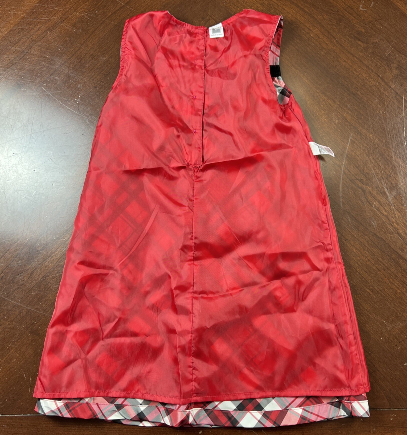 Carter’s Girls Size 6 Red Plaid Taffeta Holiday Dress Christmas Velvet Trim