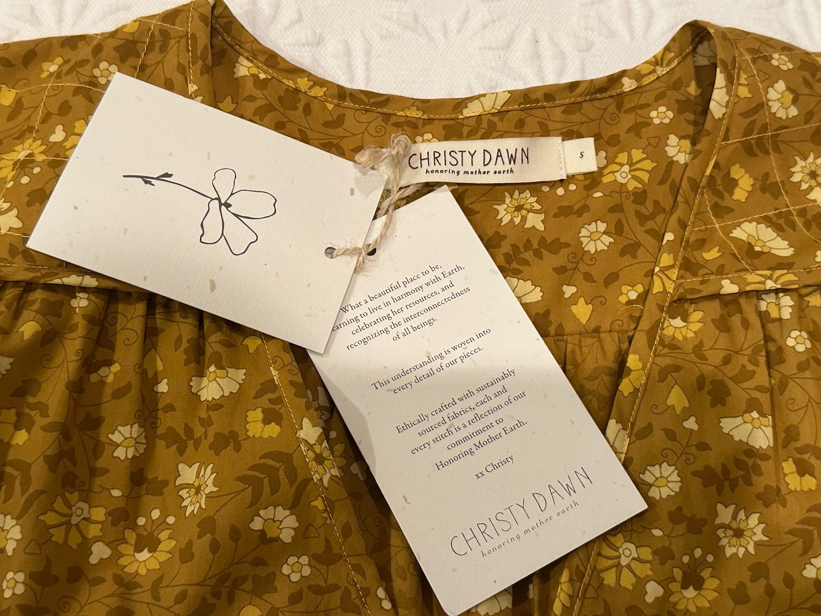 NWT Christy Dawn The Simple Dawn Midi Dress Sz S Pockets Goldenrod Floral $198