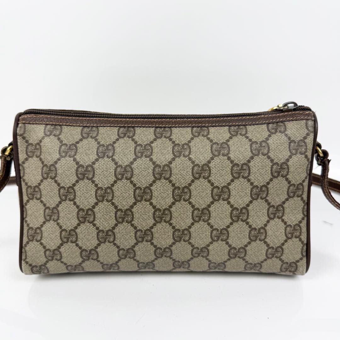GUCCI Shoulder bag GG Supreme PVC Leather Beige Vintage Authentic From Japan