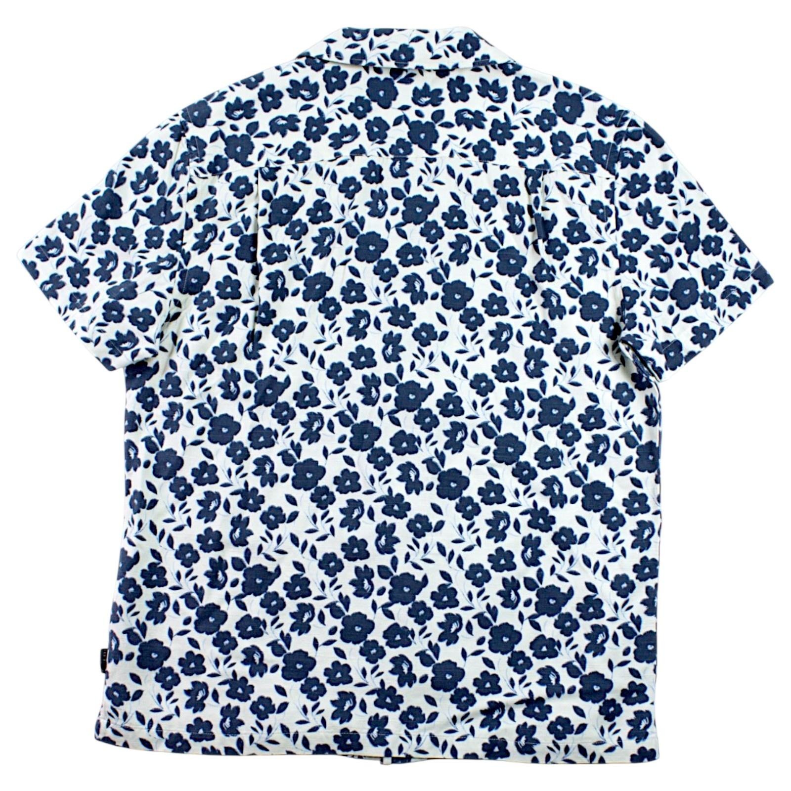 Ted Baker Camp Shirt Mens M Blue Floral Short Sleeve Button Front $150 NEW