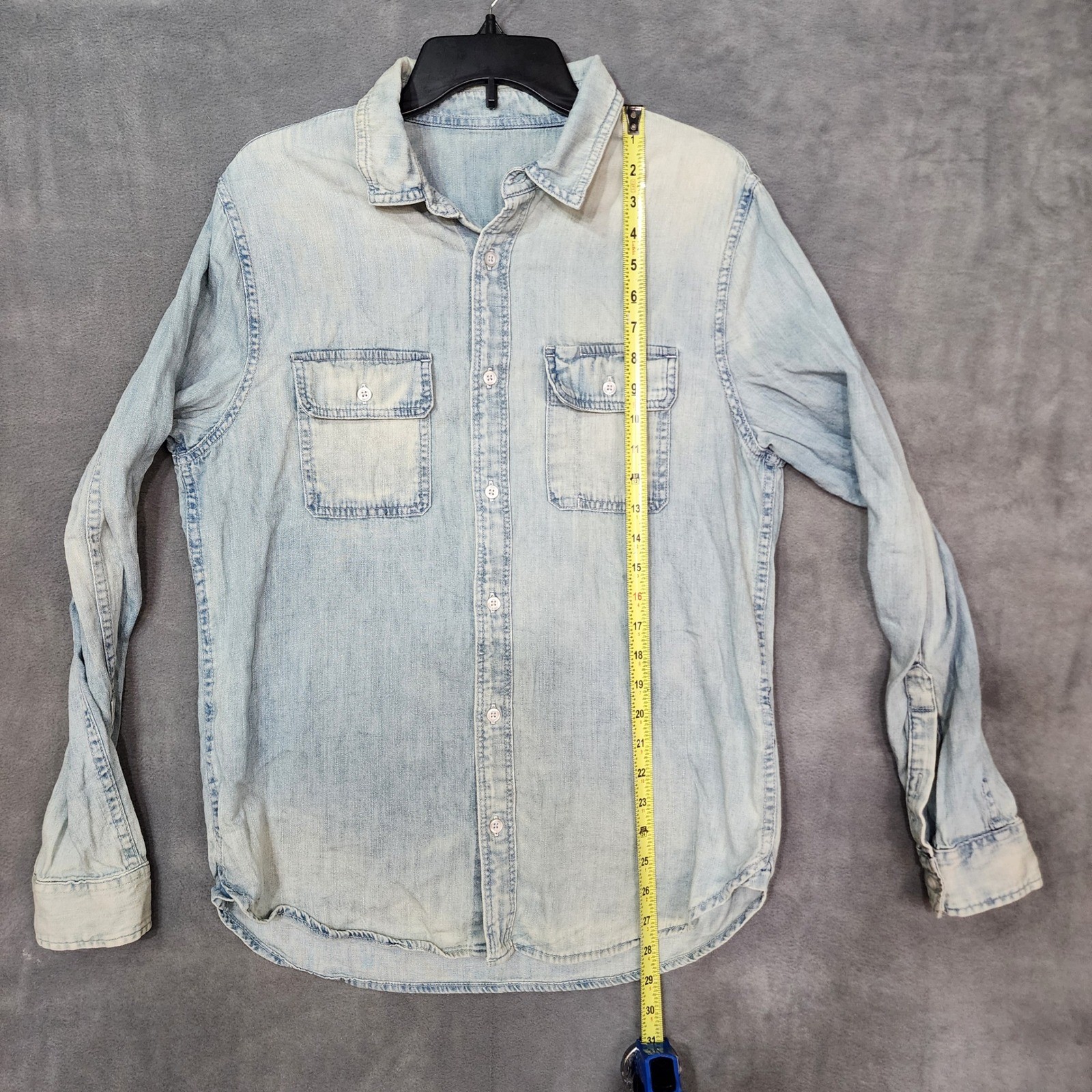 AG Adriano Goldschmied Mens Chambray Button Down Shirt Light Wash Cotton Medium