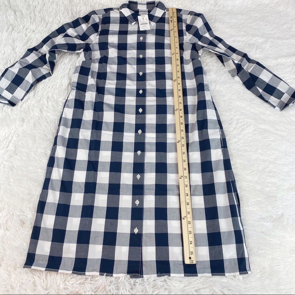 J Crew New Gingham plaid belted shirtdress long sleeve button up black white