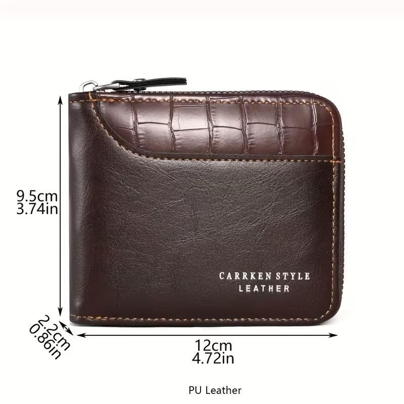 Men’S Wallet, Fashionable Multi-functional Zipper Design, Multi-card Compart