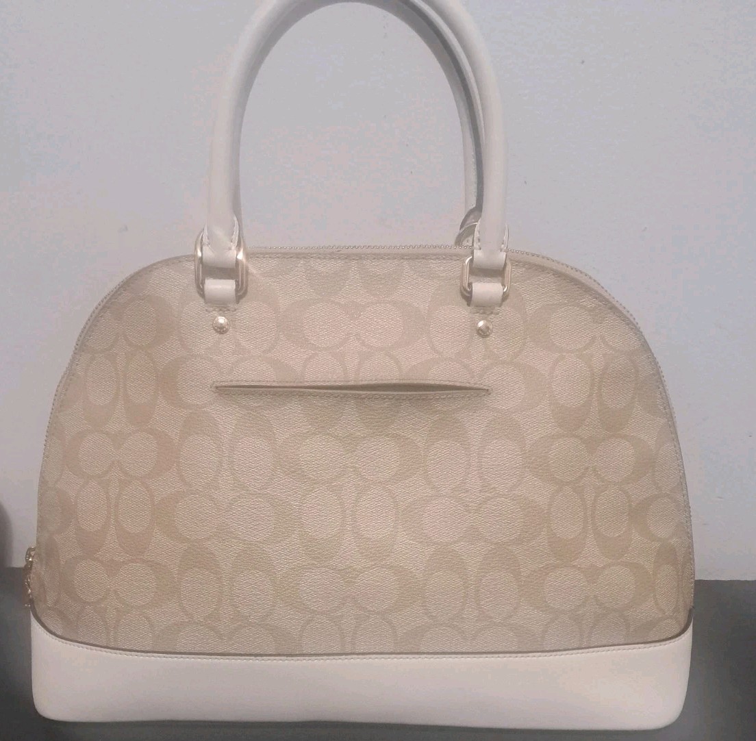 Coach Sierra Coated Canvas Signature C Beige w/white Leather Trim F27584