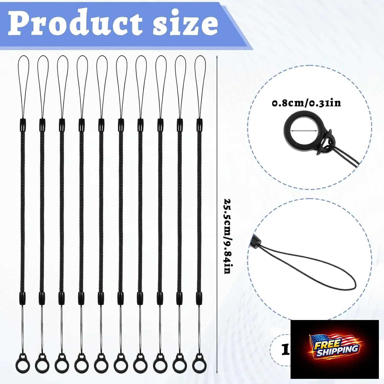 10 Pcs Elastic Lanyard Tether, Retractable Pen Holder Leash with Chain, Plastic