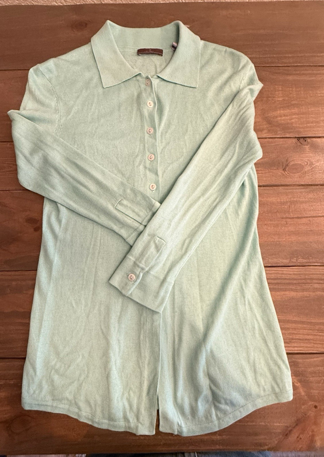 Cullen Green silk Collared Long Sleeve Button cardigan Women XS/S