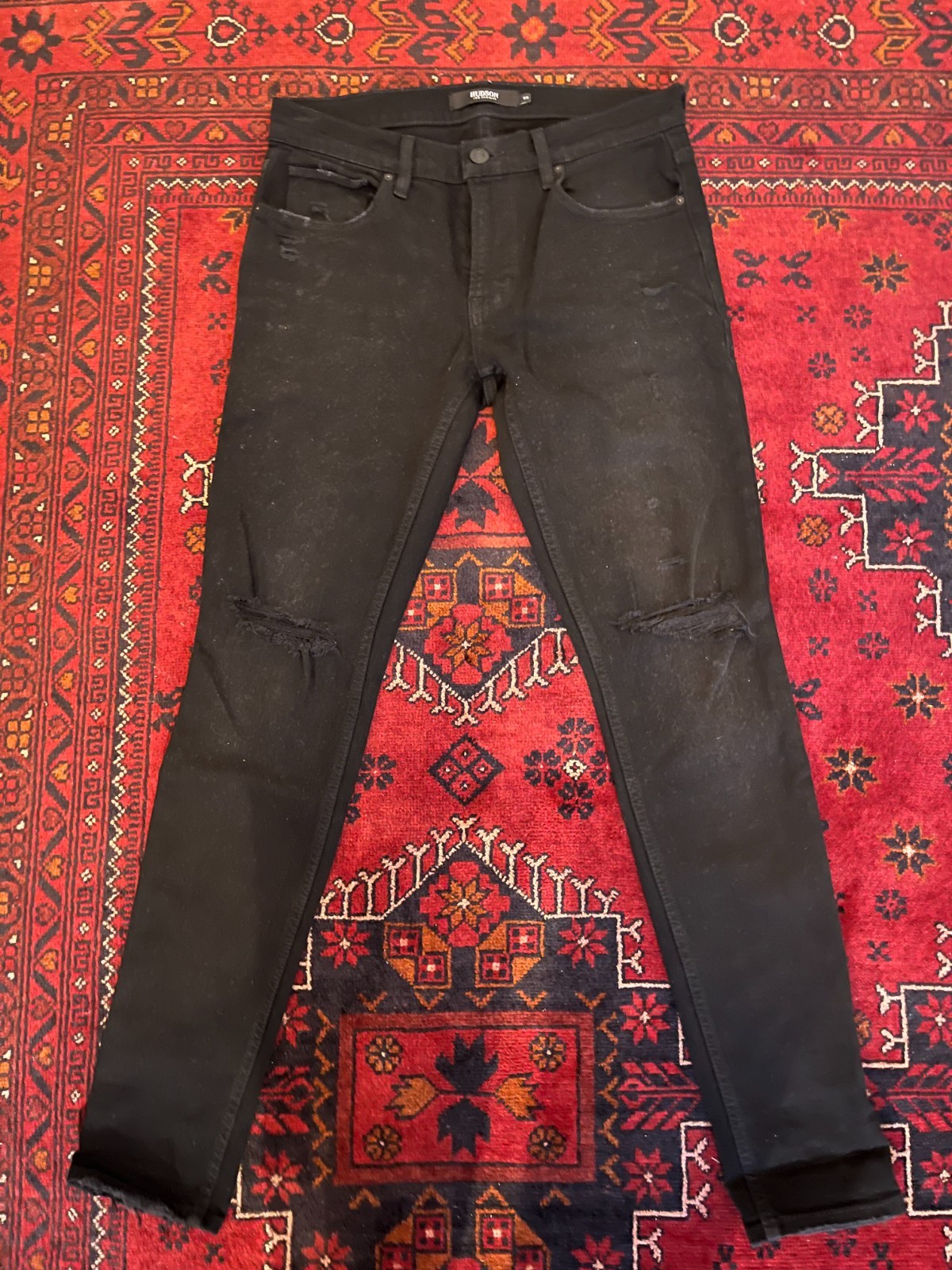 HUDSON ZACK Skinny Jeans Mens 29×32 Black KEEP Wash NWT Designer Saks $225