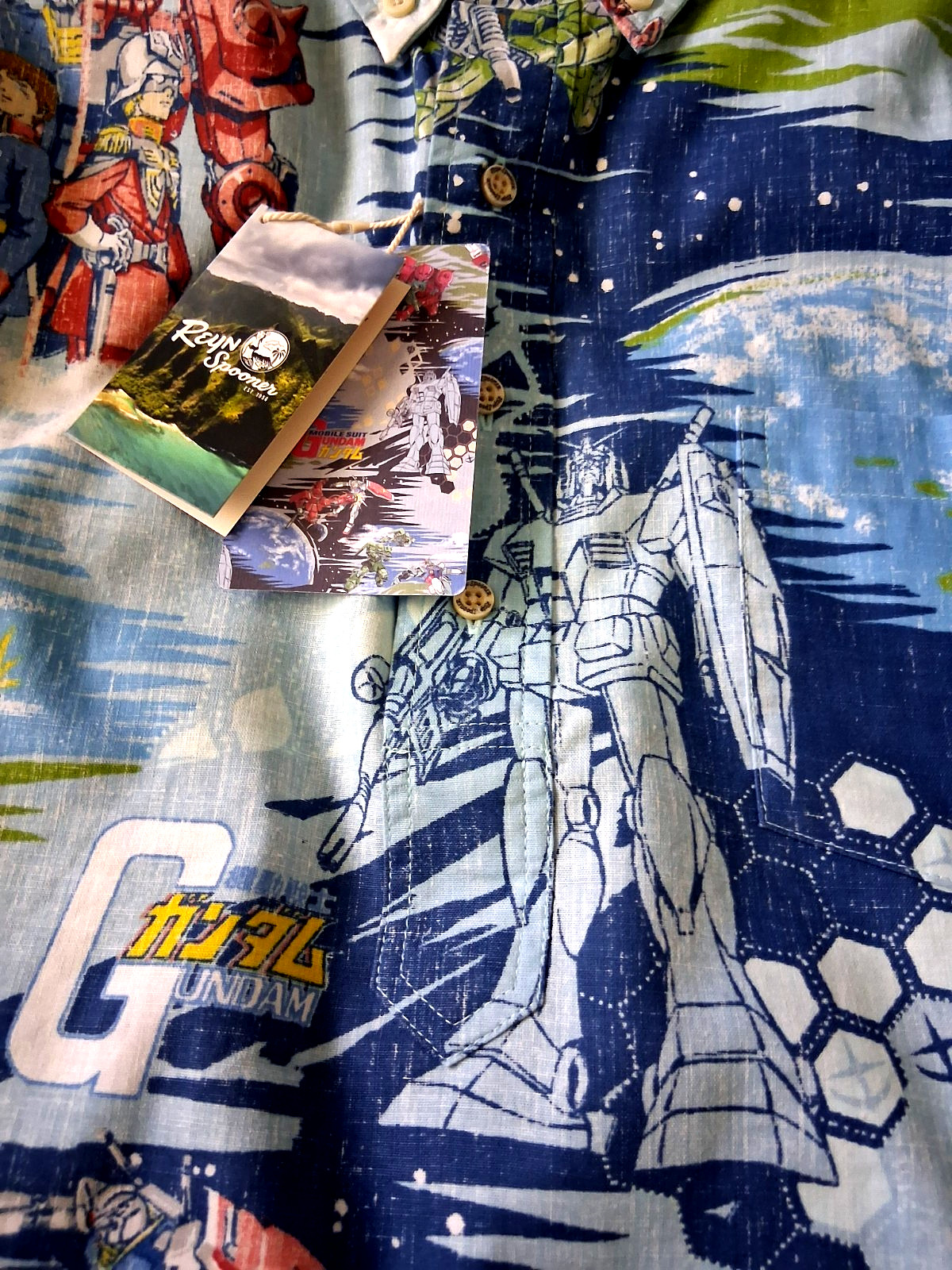Reyn Spooner Men’s ” MOBILE SUIT GUNDAM” NWT PULLOVER Sky Classic Fit Shirts