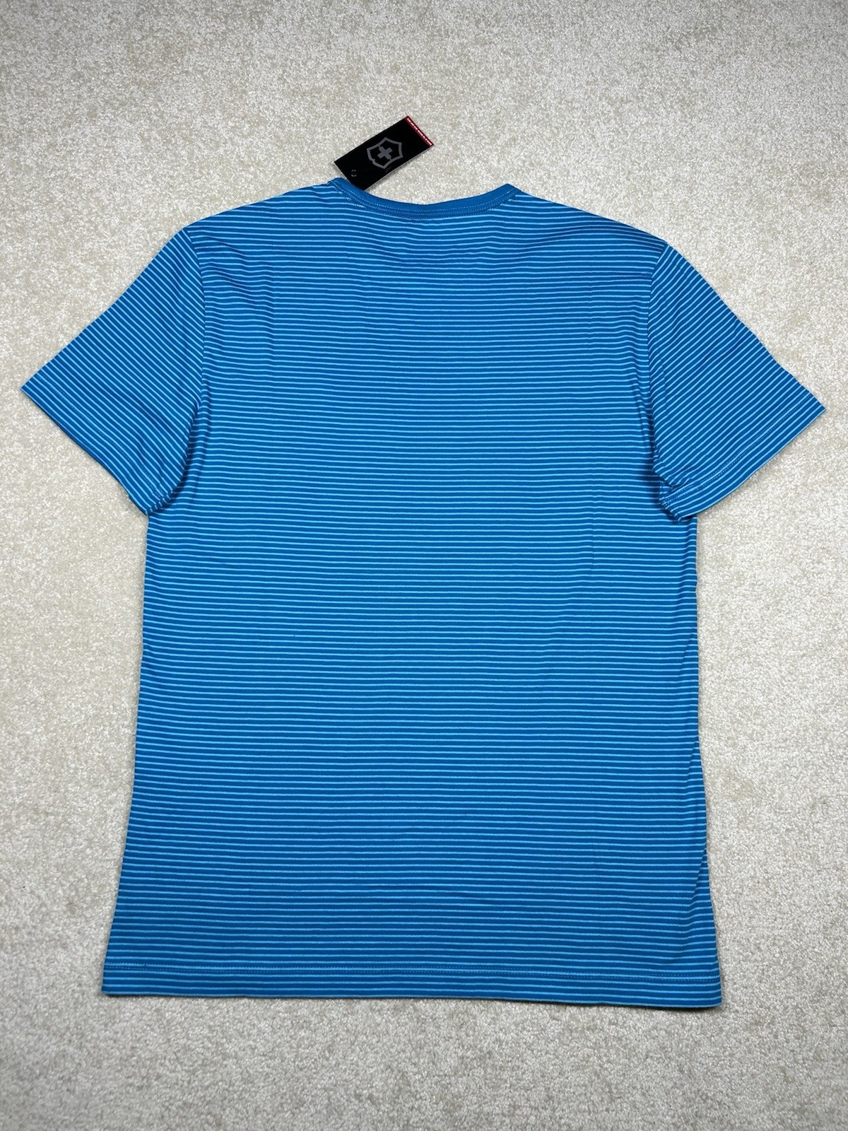 Victorinox Men’s Light Blue Striped Slim Fit Polo Shirt Small Short Sleeve NWT