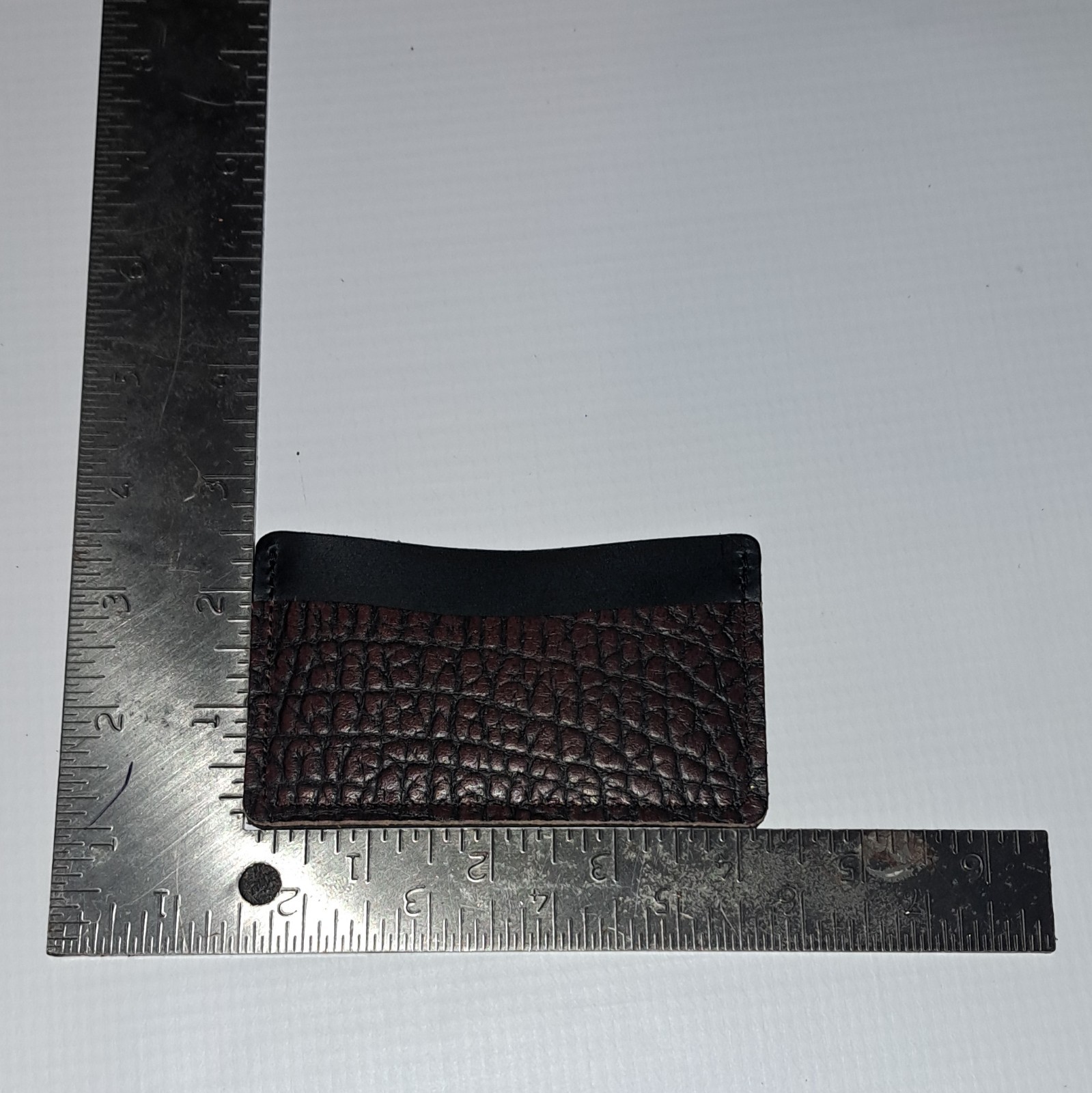 Hermit Leather Co Brown Crocodile Textured Slim Fold Credit Card Wallet