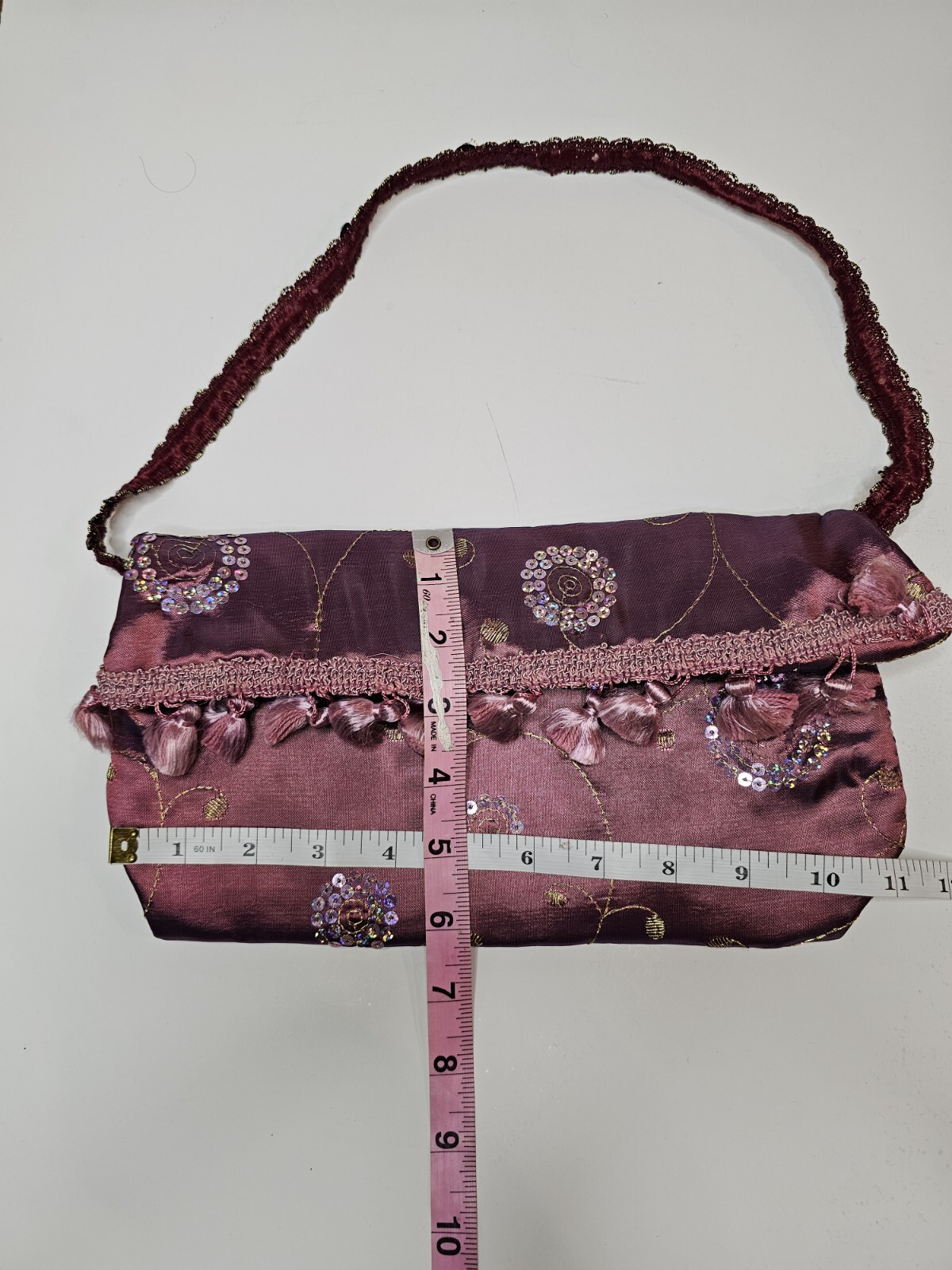 Beautiful Handmade Shoulder Bag Purse With Sequin and Tassels Y2k Retro Look