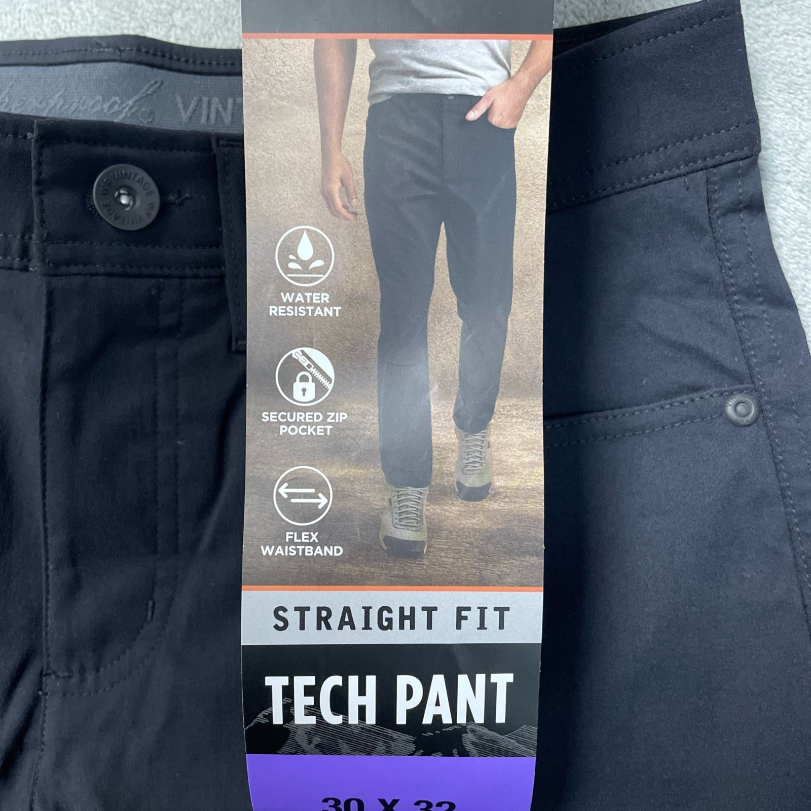 Weatherproof Vintage Men’s 30×32 Tech Pants Straight Fit Black Stretch L1619