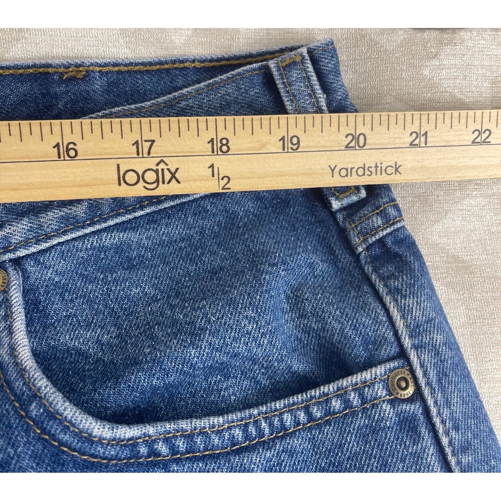 Carhartt B172 DST Flannel Lined Relaxed Fit Denim Jeans Mens 42×32 Blue Dark