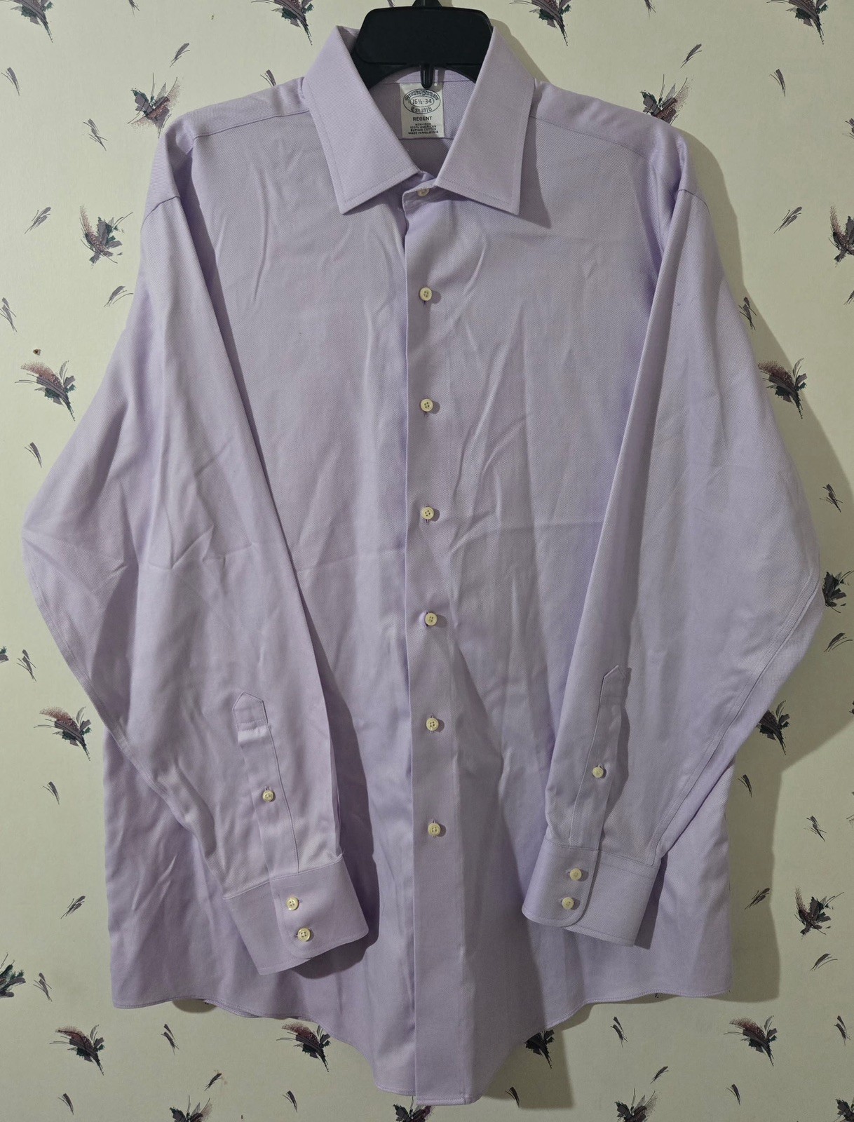 Brooks Brothers Shirt Mens 16 1/2 34 Purple Regent Non Iron Supima Cotton Dress