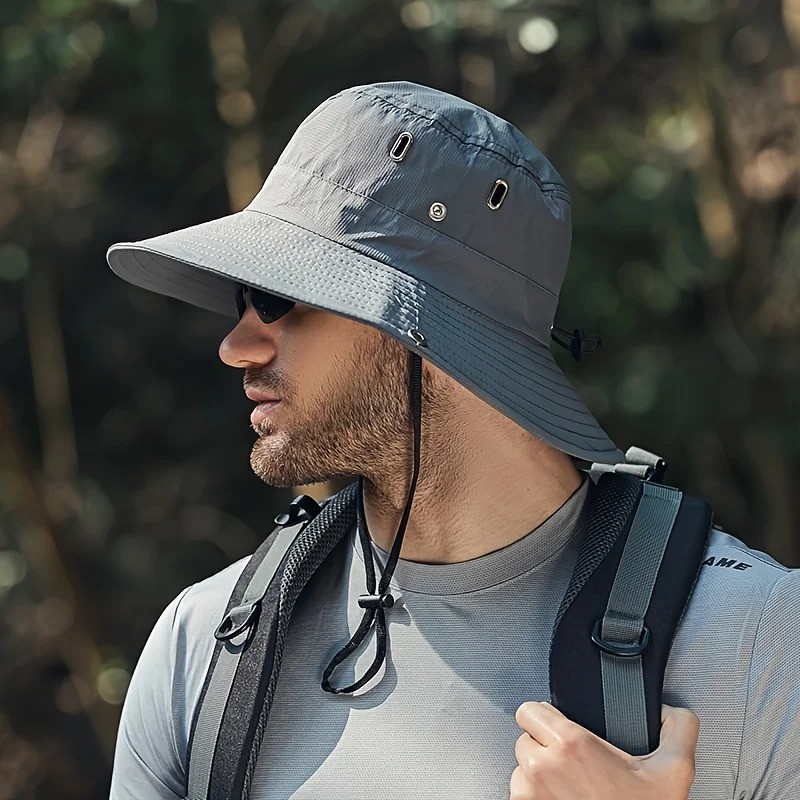 Wide Brim Sun Hat UV Protection Bucket Cap For Hiking Camping Fishing Safari Men