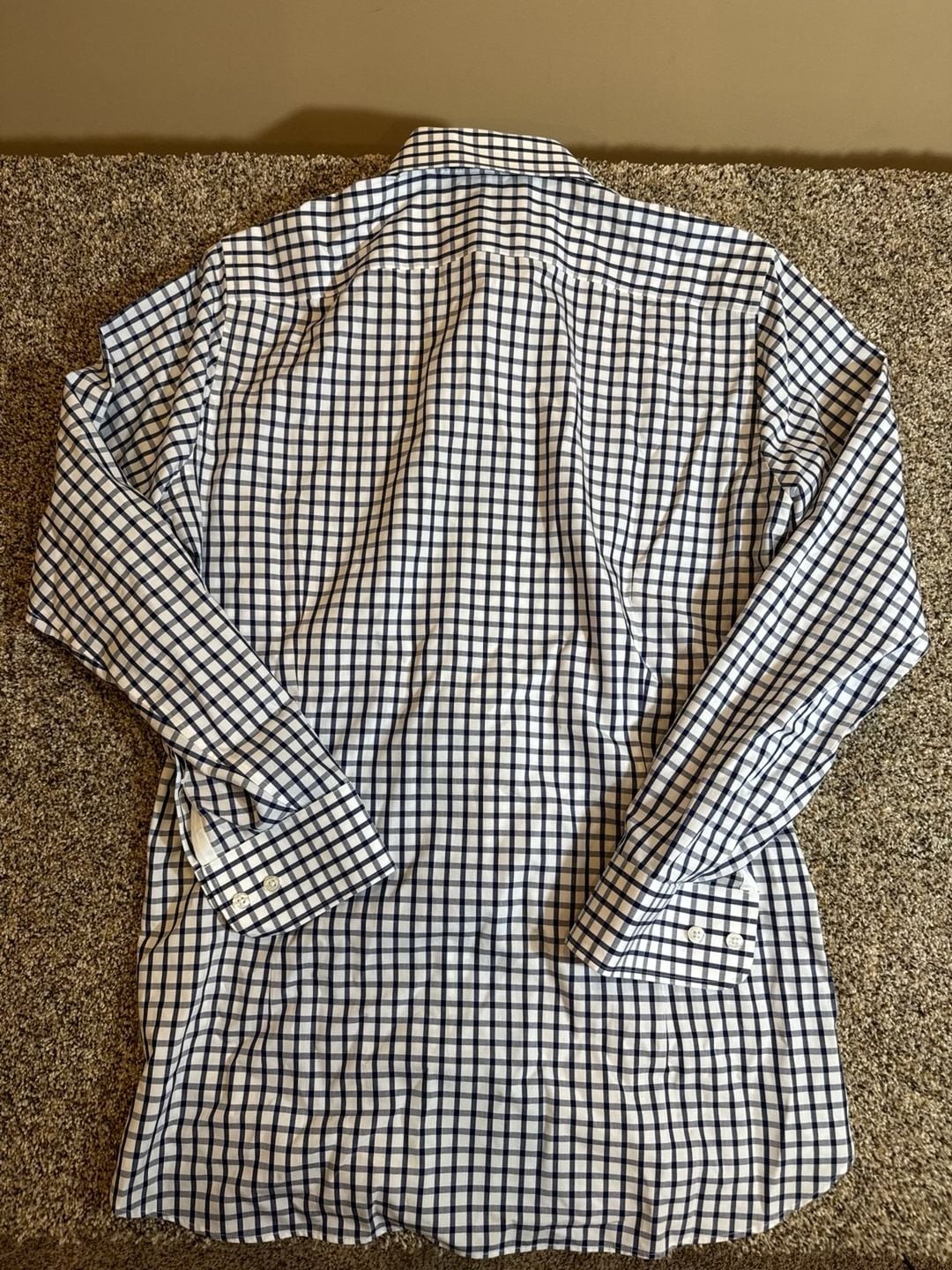 Bonobos Wrinkle-Free Tailored Slim Fit Navy and White Check Dress Shirt