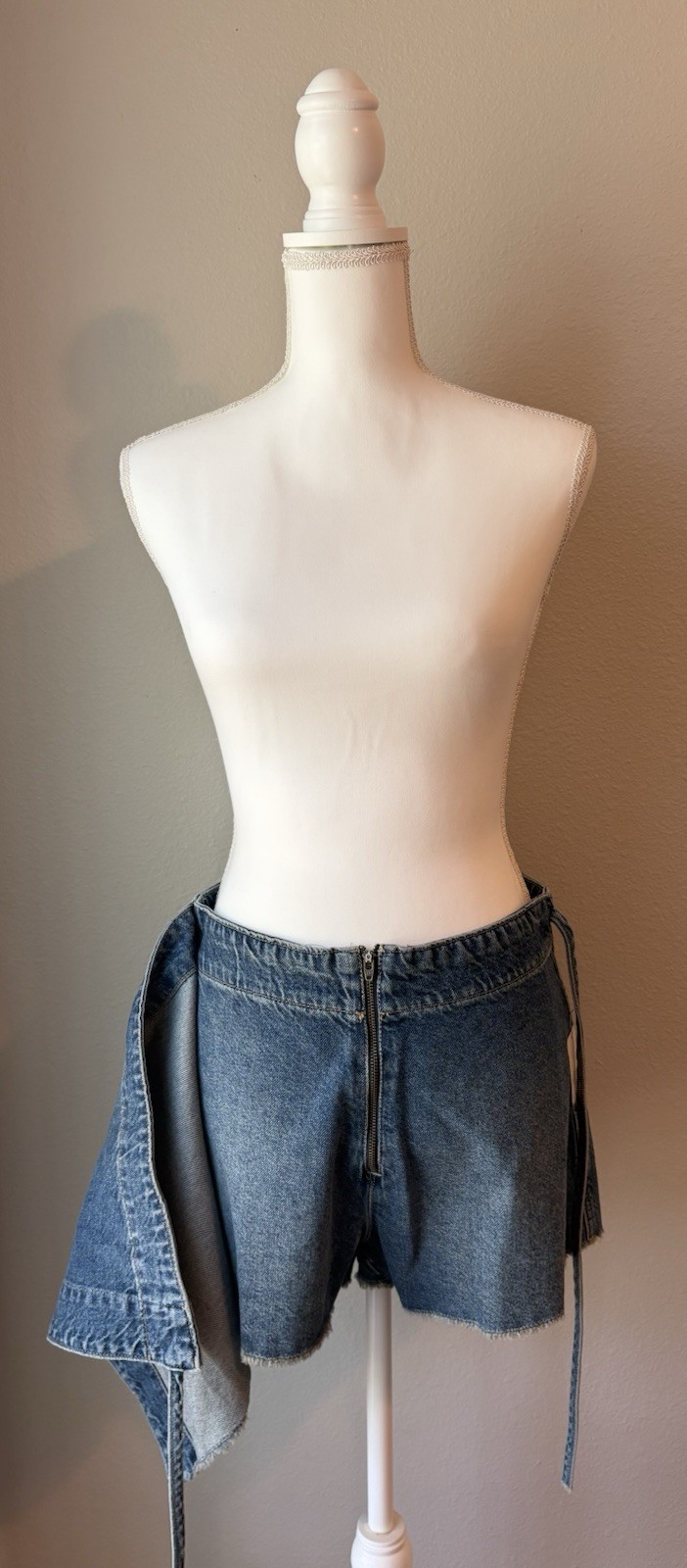 NWT Free People Denim Wrap Skort Size 10 Fray Hem Raw Hem