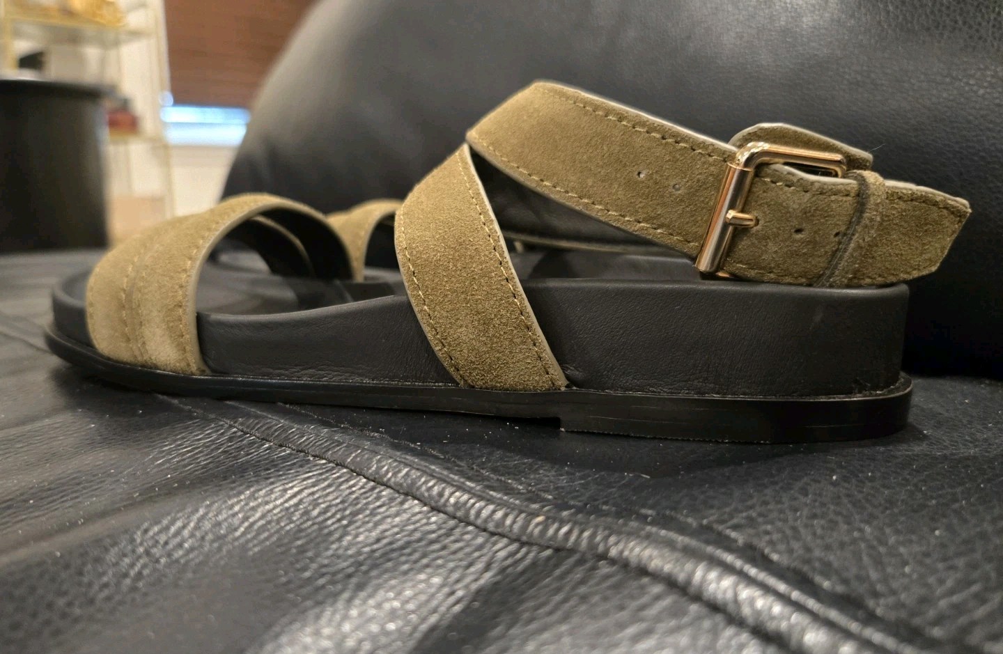 Madewell The Caro Ankle-Wrap SandalsSuede Aged Olive Sz 5.5 New In Box