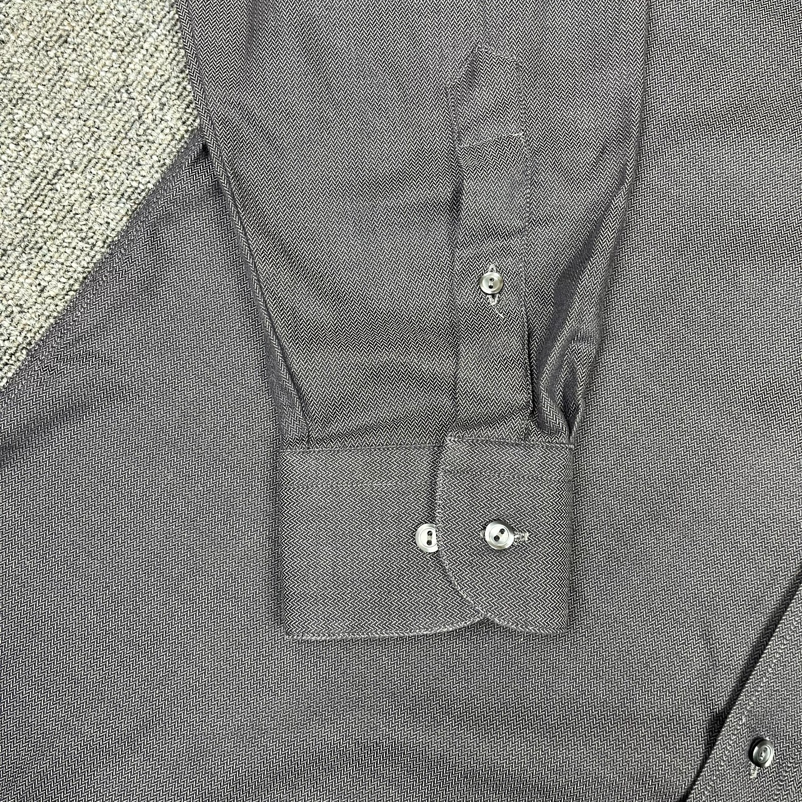 Eton Shirt Mens 16 Black Etastar Long Sleeve Barrel Cuff Pocket Smart Office