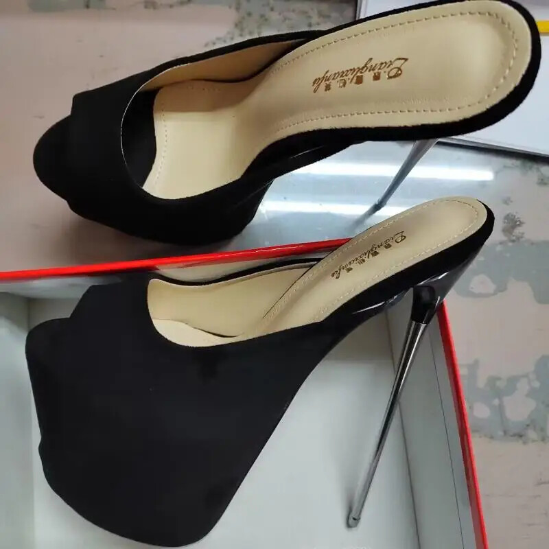 Women 19cm Thin High Heels Slippers Summer Platform Sandals Pumps Stilettos