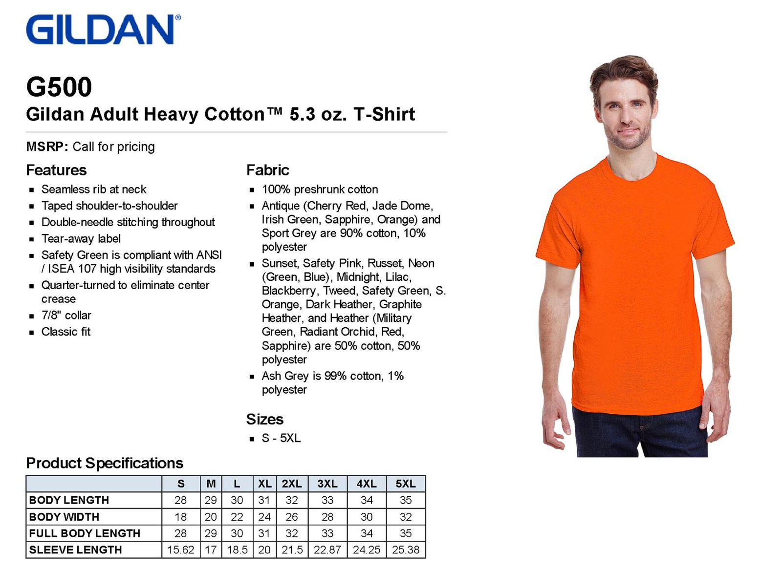 Gildan Heavy Cotton Mens T-Shirt Short Sleeve Crew Neck Tee S-3XL G500 5000