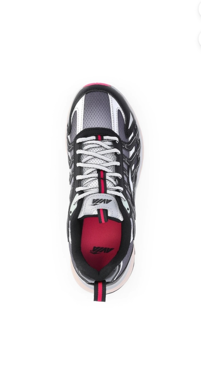 AVIA Low Top Lace-Up Athletic Sneaker Rubber Outsole Black/White with Pink