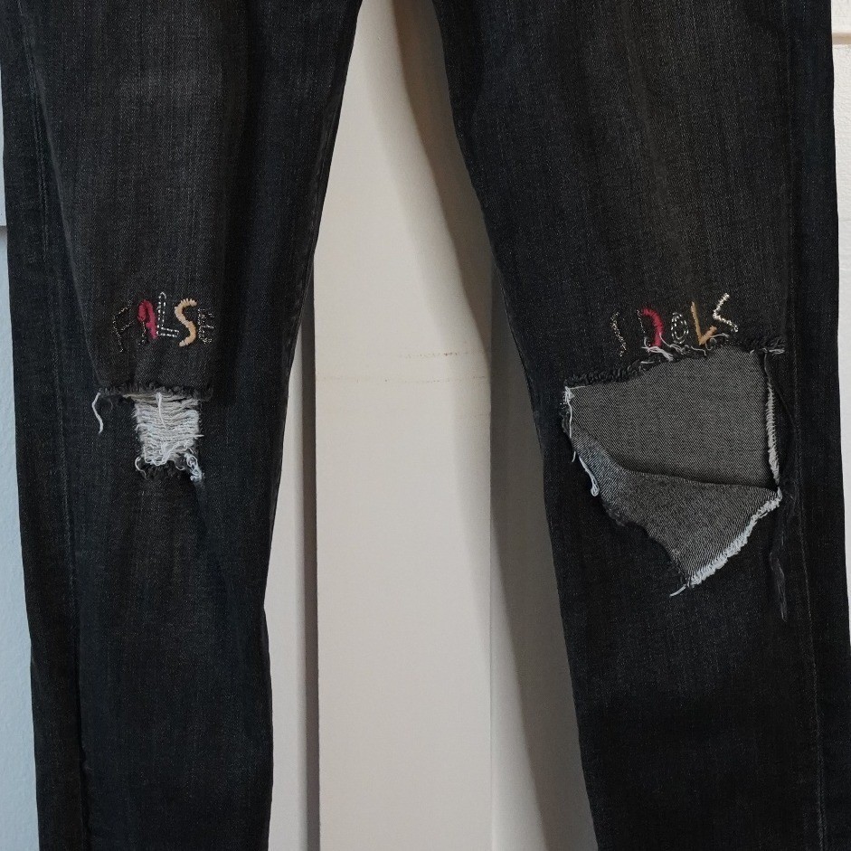 Hudson, Nico “False Idols” Midrise Super Skinny Jeans Distressed Black Size 29