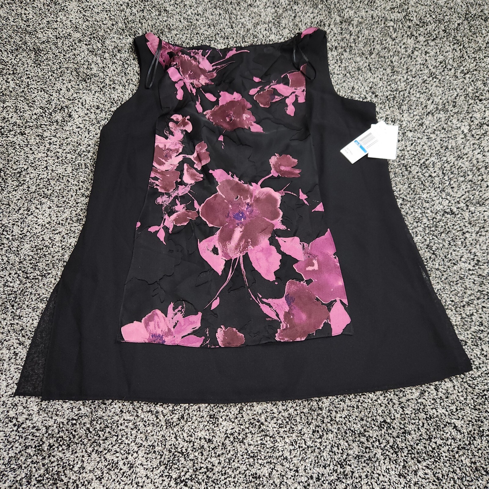 Alex Evenings Black Rose Tank Top Women’s Xl High Neck Lightweight Style 375526