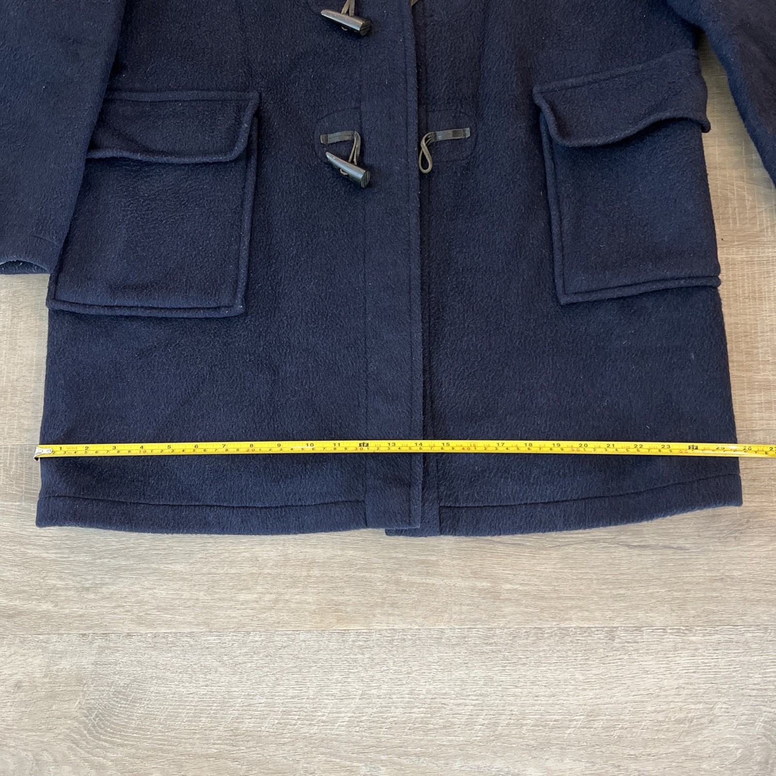 VTG Gloverall Duffle Coat Men’s Toggle Hooded Wool PeaCoat Jacket Sz 44 Navy G7