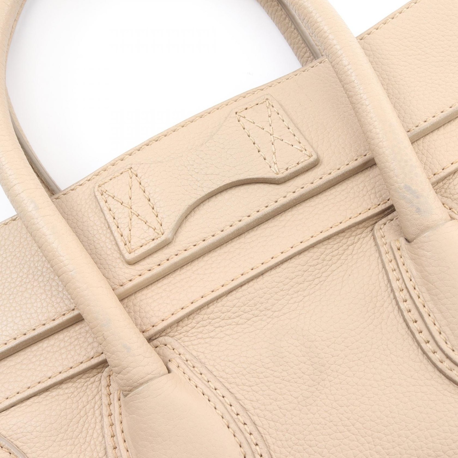 CELINE Luggage mini shopper Handbag 165213 leather Beige Used Women