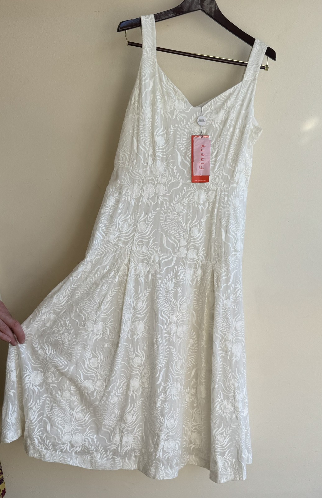 Finery Ivory/White Silk & Cotton Dress, Fully Lined, Size 14,Brand New With Tags