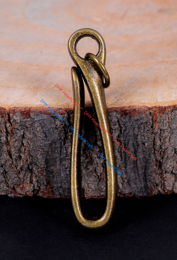 5pc 68*16mm Big Retro Brass KeyChain Key Ring Belt U Hook Wallet Chain Fish Hook