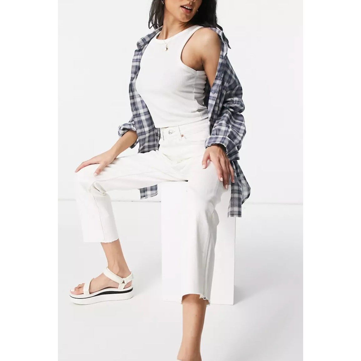 NWT Topshop Straight Jeans Off-White High Waist Women’s 10/32