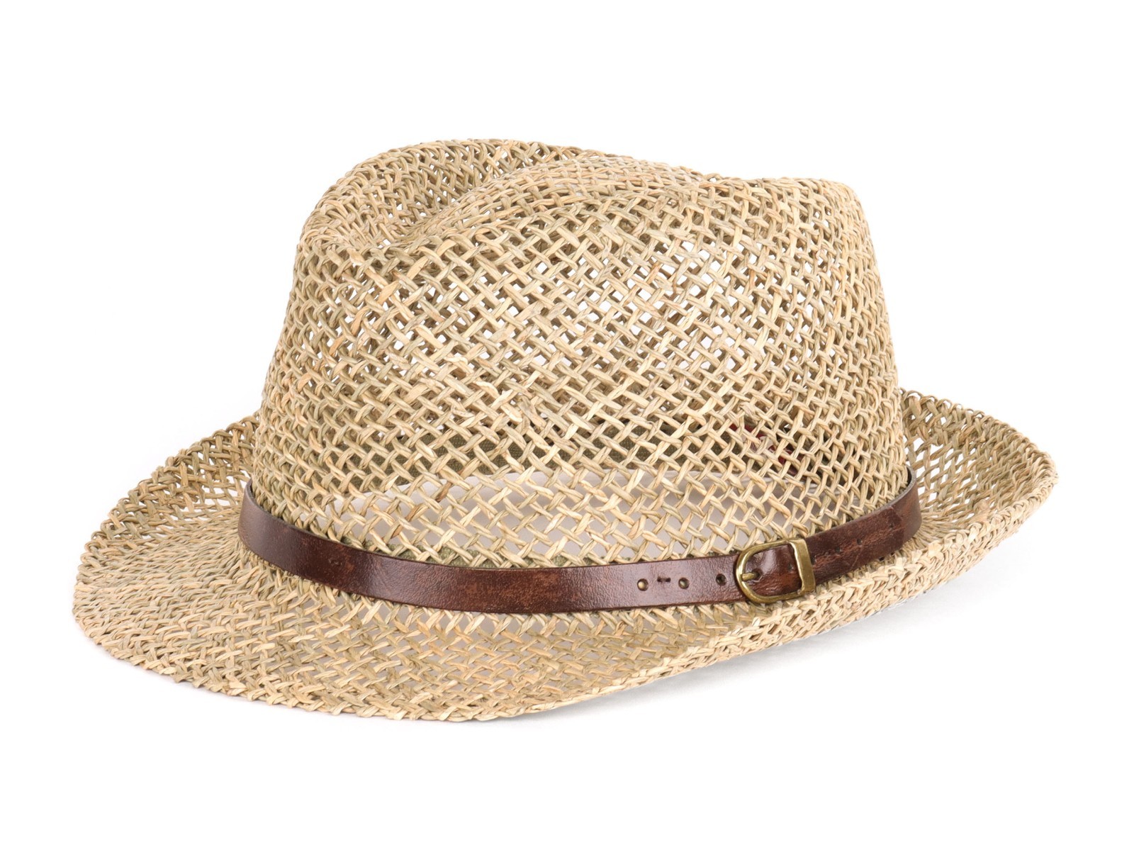 NWT EZZELINO straw Fedora HAT havana open-weave luxury Italy 57 M