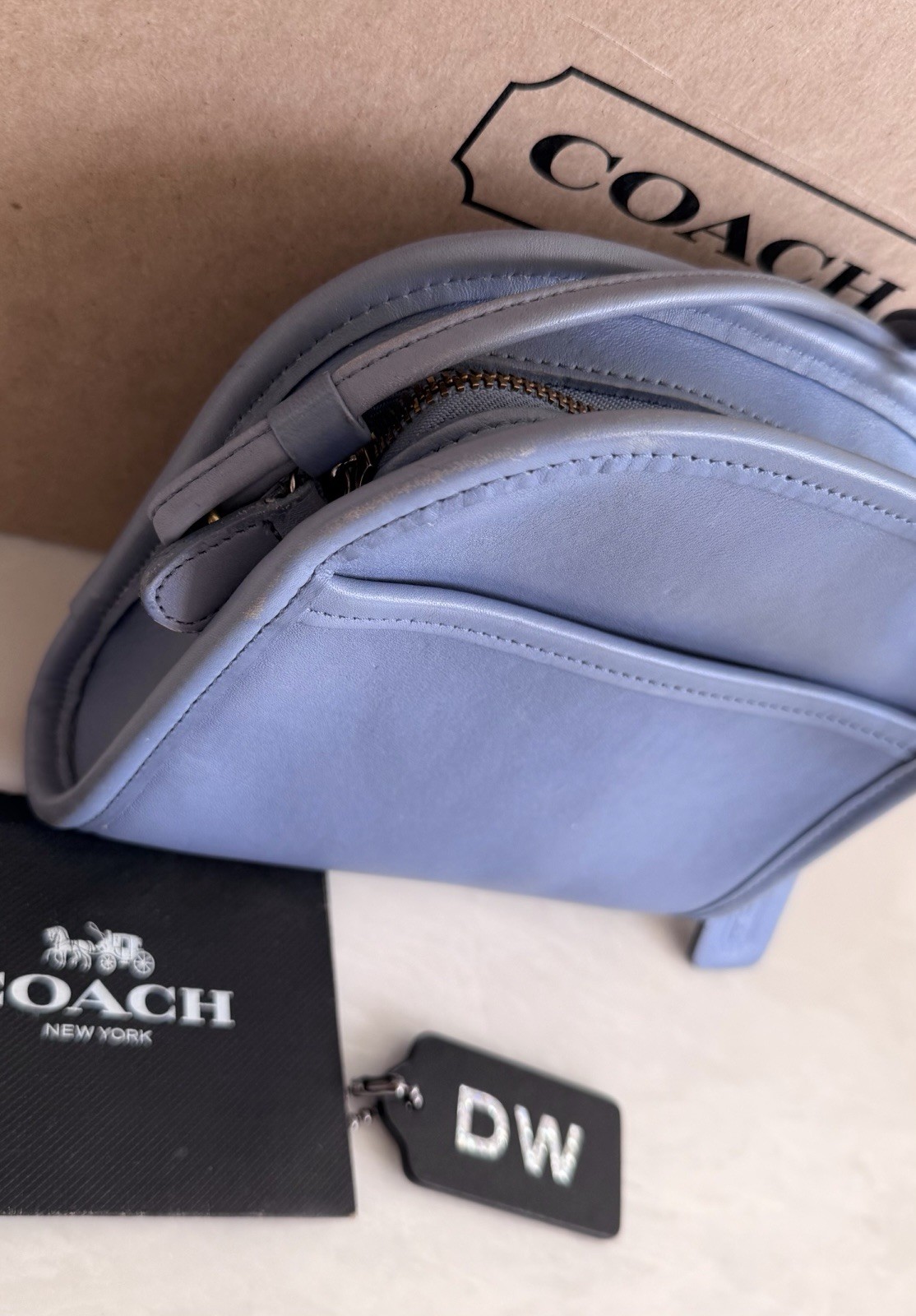 COACH VINTAGE PERIWINKLE BLUE ABBIE ZIP CROSSBODY BAG USA 9017 90’S