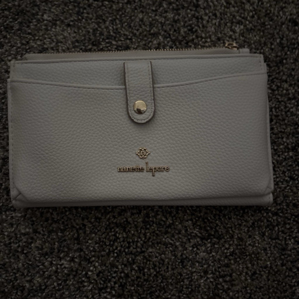 Nanette Lepore Gray Folding Wallet with Logo, Zipper and Credit Card Slots