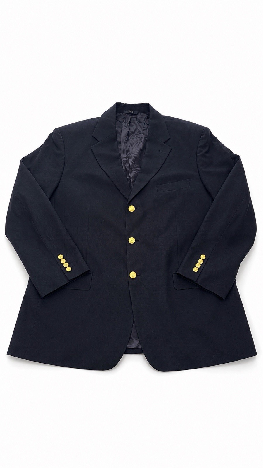 Brooks Brothers Blazer Men 44R Madison Fit Navy Gold Logo Buttons Two Button 346