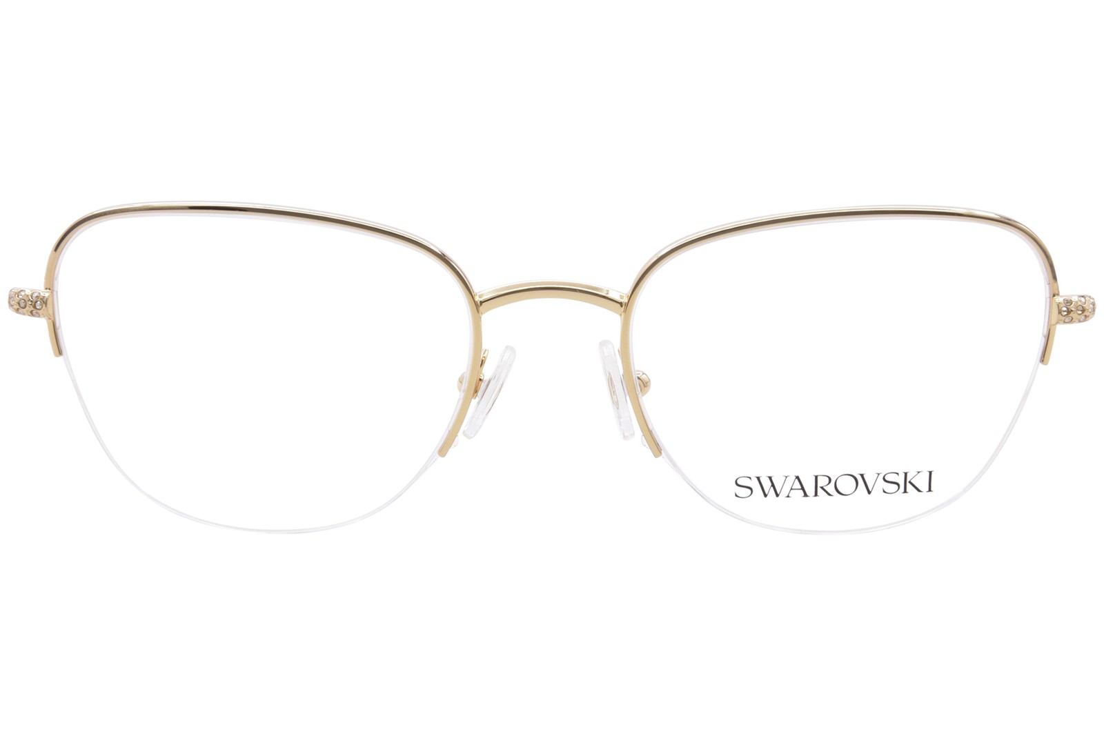 Swarovski SK1023 4004 Eyeglasses Frame Women’s Gold Semi Rim Cat Eye 52mm