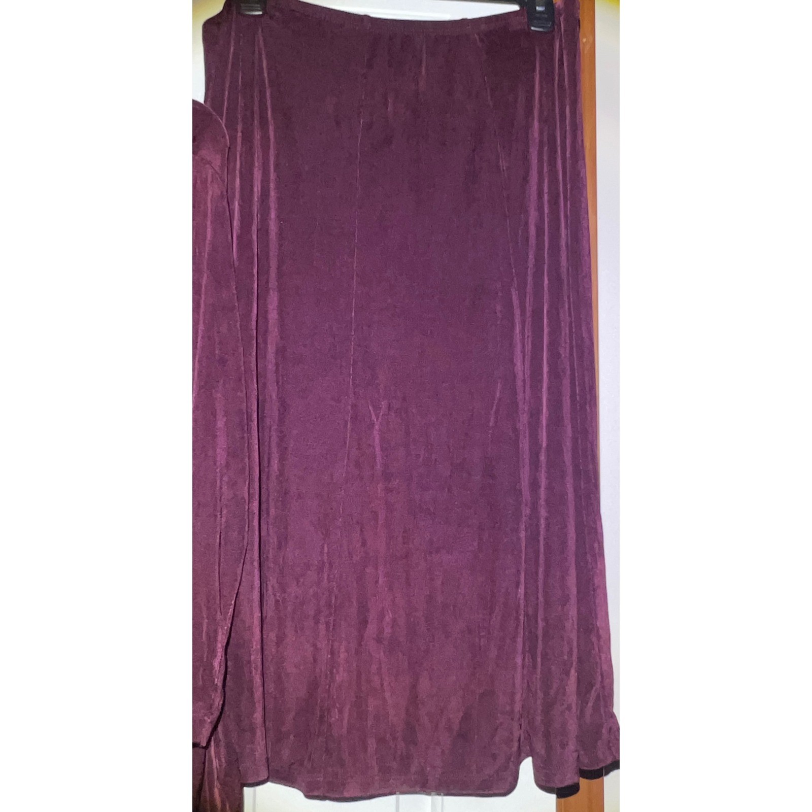 Citiknits Plum Purple Slinky Knit 2 Piece Set Top and Midi Skirt Women Large