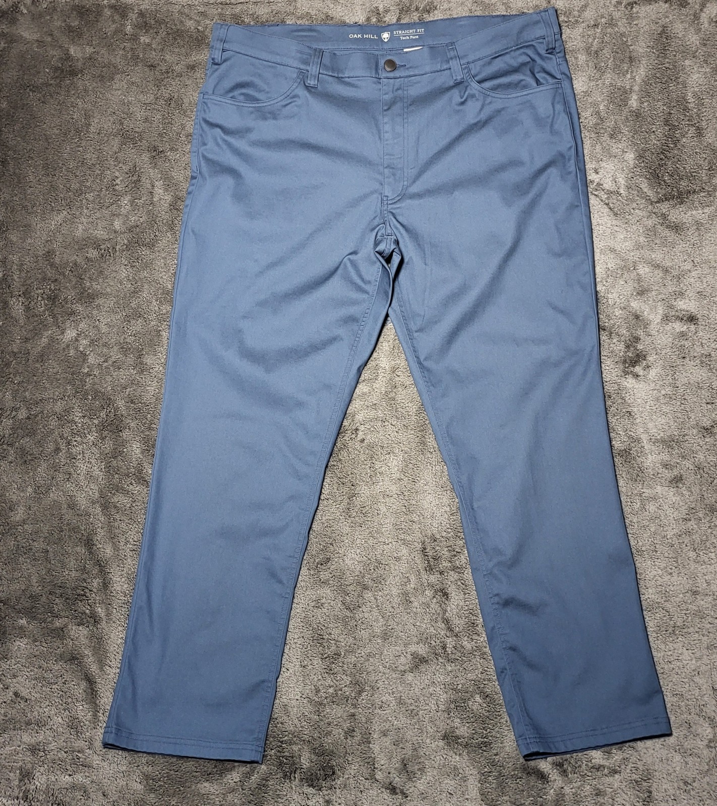 Oak Hill 44×32 Tech Pants Straight Fit Dark Blue Flat Front Casual Cotton Blend