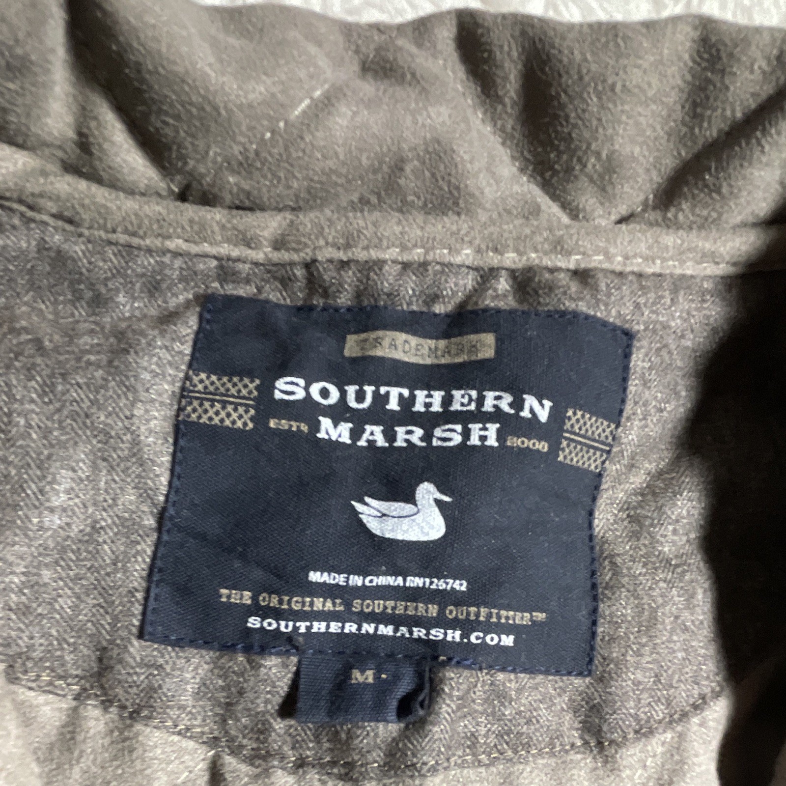 Southern Marsh Men’s Gray Quilted Full Zip Vest Stand-Up Collar Pockets M