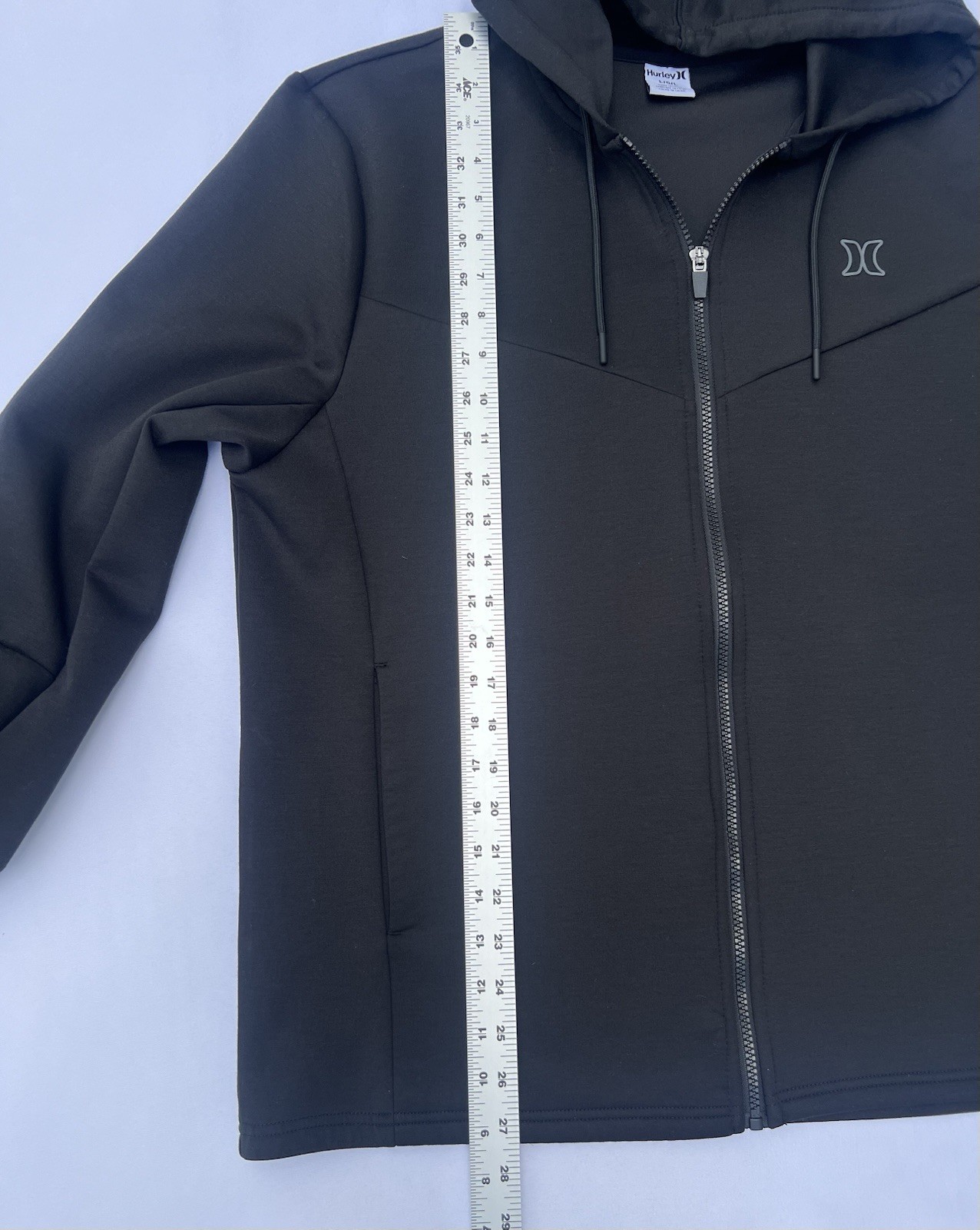 Hurley Men’s Black Full Zip Hooded Fleece Hoodie Pockets Logo Size L